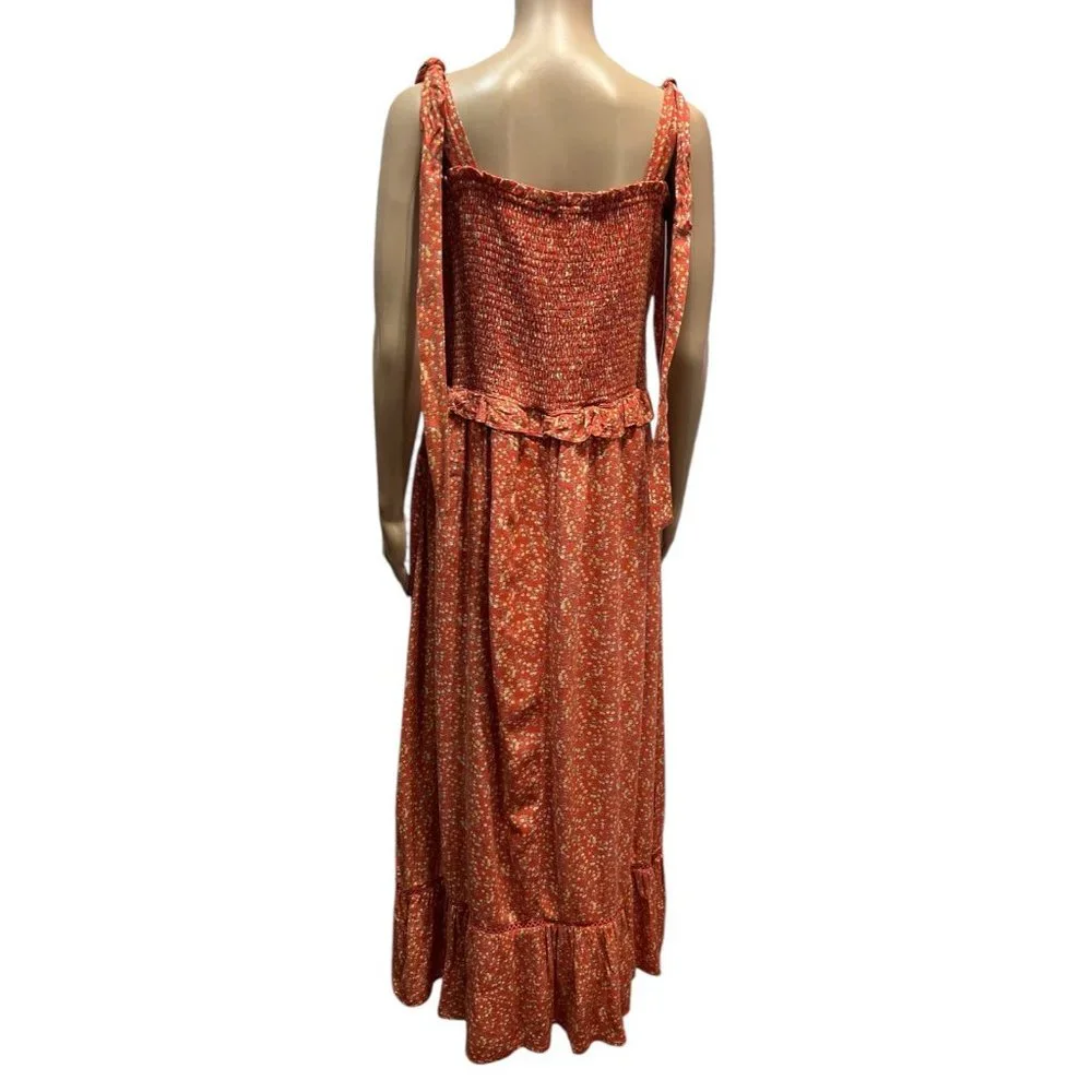 Lost + Wander Women Endless Summer Maxi Dress Floral Orange Size XL - Picture 2 of 9